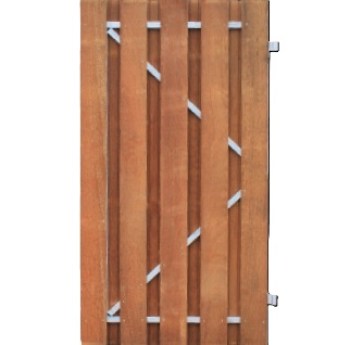 rechtdeur hardhout geschaafd verticaal op ijzeren frame 100x180 cm